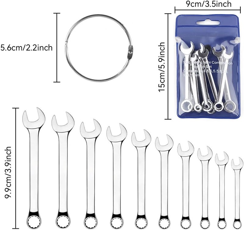Ldirect Mini Wrench Set Open End Wrench Combination Wrench Small Wrench Set, Metric and SAE (MET & SAE) - Image 2